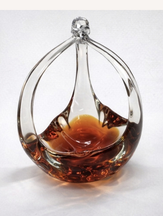 Other - Vintage Amber Art Glass Decor – Sculptural Hand‑Blown Centerpiece (6.75”)